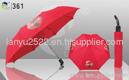 Automatic folding umbrella metal frame and fiber ribs promotional and advertising purpose budget items