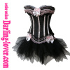 Black Sexy Corset Pink Flower with Dress