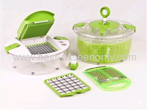 GENIUS SALAD CHEF/VEGETABLE SLICER/FRUIT CHOPPER/SPINNER VEGETABLE AS ...