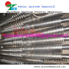 Bimetallic twin screw and barrel