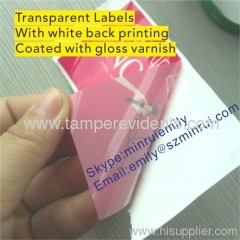 Transparent Adhesive Label Coated with Gloss or Matt Varnish,Printable adhesive label,Custom adhesive sticker labels