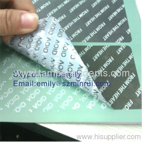 Tamper Evident VOID Labels with matt or gloss lamination for Protecting your Products From Replacement of or be damaged