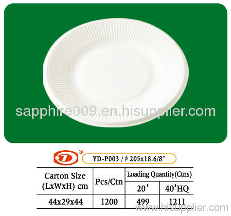 eco-friendly disposable paper tableware 8 inch paper plate