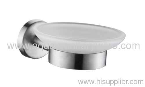 Column Stainless Steel Soap Dish Holder with Frost Glass