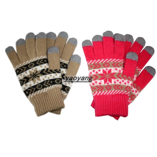 Popular style among the world snow flake acrylic touch screen gloves