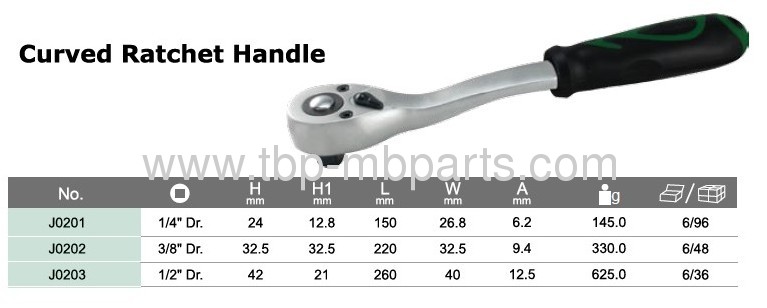 Curved ratchet handle wrench