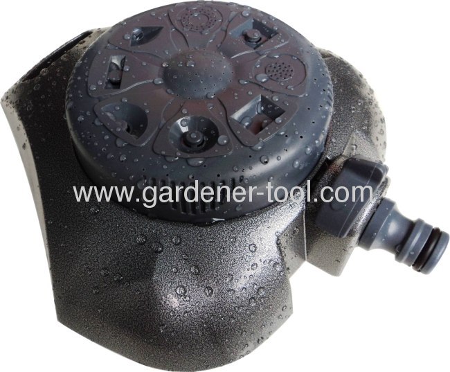 8-way stationary sprinkler as garden water sprinkler with metal base and plastic sprinkler