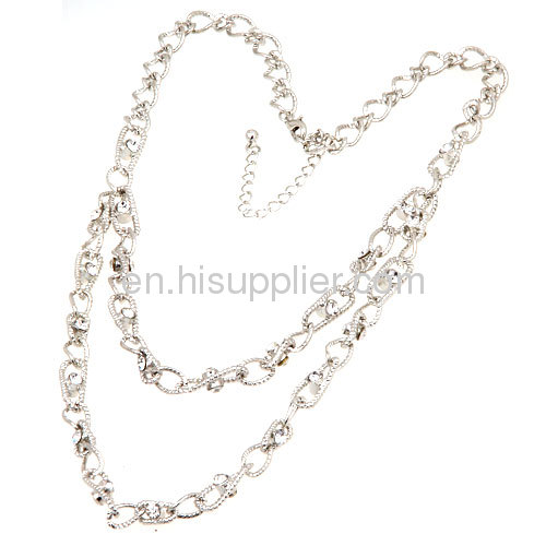 Wholesale Costume Dainty Double Layered Crystal Chain Necklace China