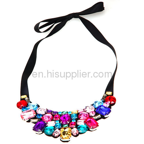 Wholeslae Rhinestone Crystal Jewellery Big Colorful Gemstone Collar Necklace