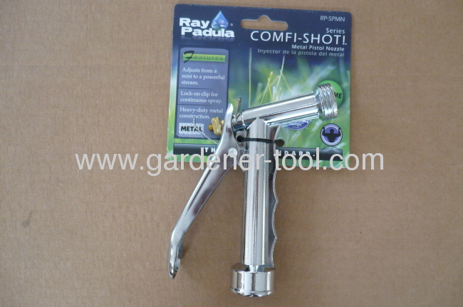 Metal 5.5garden water nozzle with male screw at the nozzle to joint another water equipment