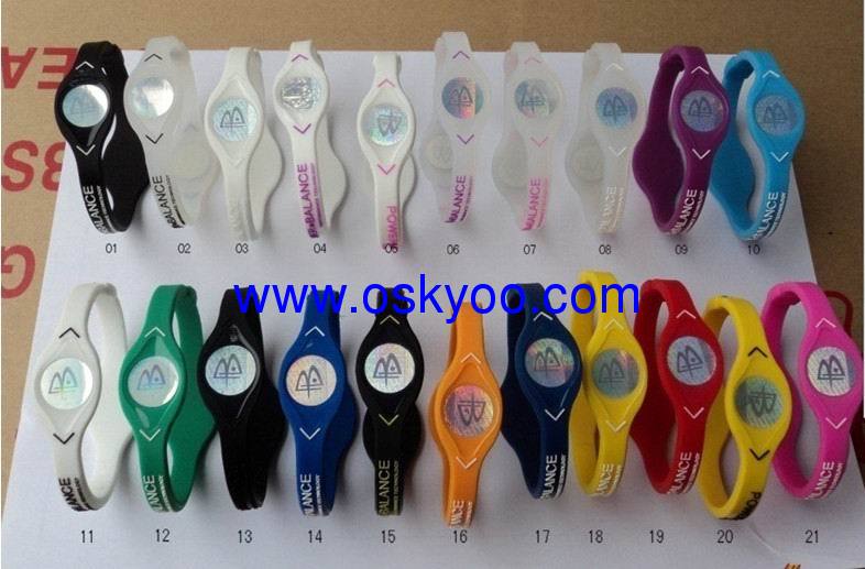 silicone PB power balance energy gold hologram bracelet wristbands necklace