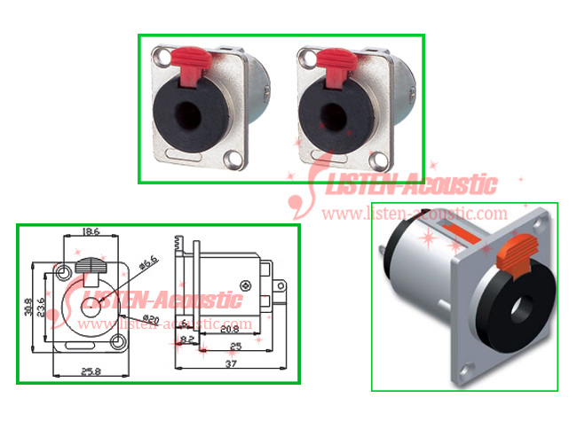 6.3 Nickle Audio Female female jack socket Connector Chassis Socket CD Series Speakon 