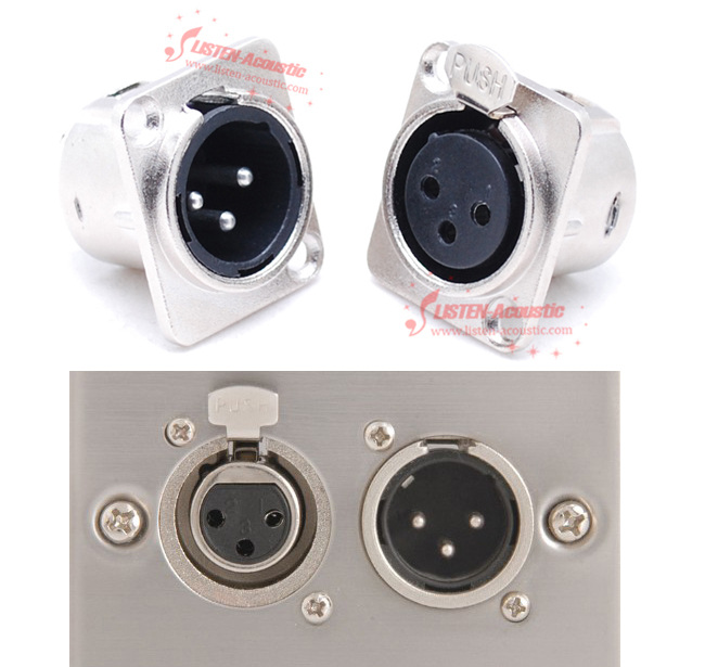 3-pin XLR male Connector chassis sockets CC Series connector