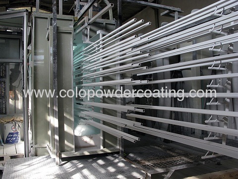 vertical powder coating line for painting aluminium profiles