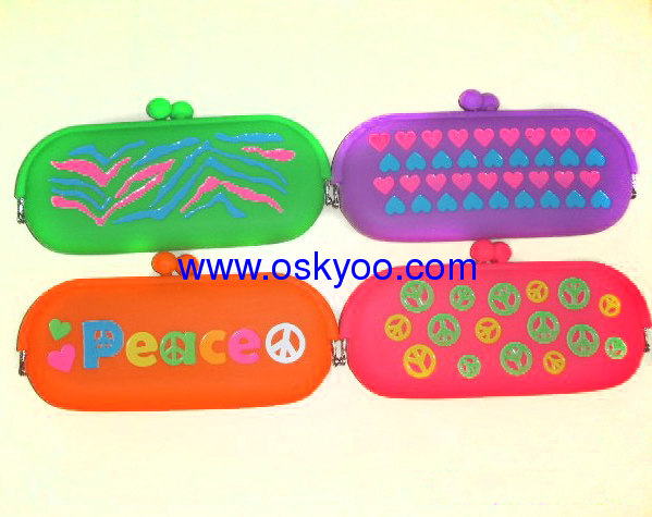 Candy-color Super Q Silicone glasses bag, make-up zipper bag explosion models drip silicone wallet purse
