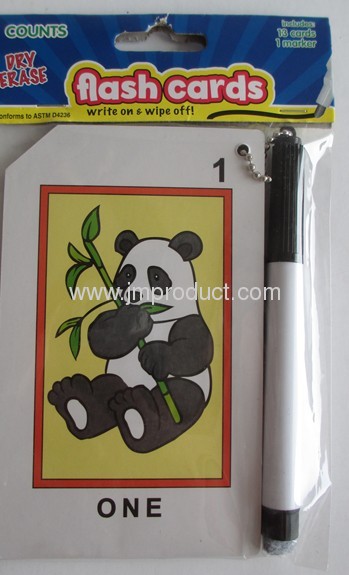 Children education flash cards with marker