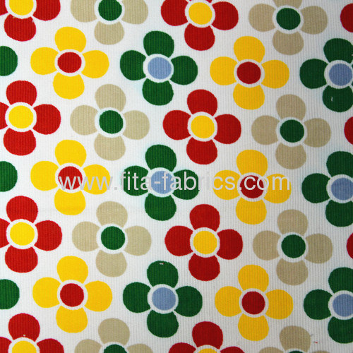 100% cotton flowersprintedcorduroy fabric