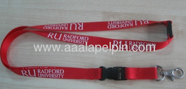 Red nylon lanyards with safety clip,Buckle release and metal hook