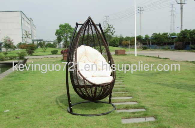 Outdoor Rattan Patio Swing Chair Set