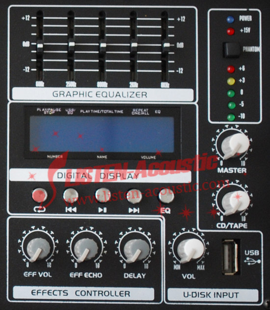 Digital Multi Effect 6 Channel Power Mixer PMC6200U