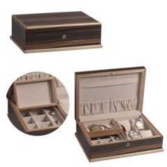 Latte Brown Leather Wooden Watch Case Box