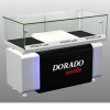 Retail cash counter with tempered glass