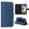 Newest wallet style folio magnetic button stand leather case for Samsung Galaxy S IV/9500(Black)