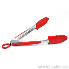 Silicone Food Tong With Stainless Steel Handle in Red