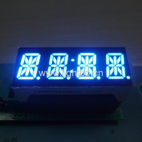 Ultra Blue Custom Design 0.544-digit 14-segment alphanumeric LED Displays with package dimensions 50.4 x21.15 x 15 mm