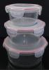 450ML Round glass food container with PP lid,colored silicone ring