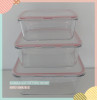 450ML Rectangular glass food container with PP lid,colored silicone ring