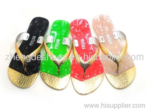 A58New Ladies Flat Jelly Bow Summer Sandals Womens Beach Shoes Flip Flop