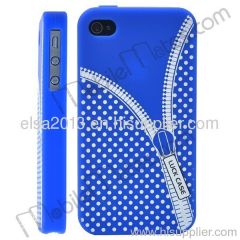Zipper Pattern Soft Silicone Case for iPhone 4/iPhone 4S (Dark Blue)