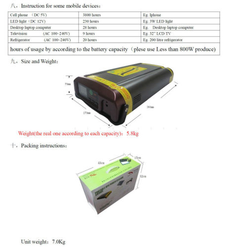 portable power for journey AC 110V/60HZ 220V/50HZ 200-800W DC 5V/3A 12V/5A OUT