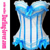 White Sexy Overbust Blue Lace Corset