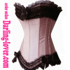 Pink Sexy Corset Black Lace Overbust