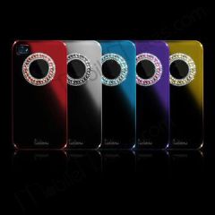 New Super Quality Plated Case Hard Cover for iPhone 4/ 4S with Swan Pattern Swarovski Crystals Diamond(red)