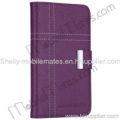 Wallet Style Lichee Pattern Magnetic Flip Stand Leather Case Cover for Samsung I9082/I9080 Galaxy Grand Duos (Purple)