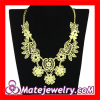 Chinese Yellow Costume Jewelry Vintage Designer Flower Bib Necklace Sale