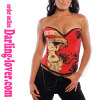 Hot Girl Print Red Fashion Corset