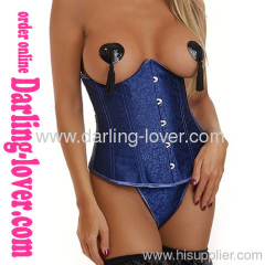 Blue Sexy Jacquard Underbust Corset