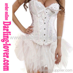 White Jacquard Classic Corset Mathing Dress