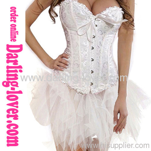 White Jacquard Classic Corset Mathing Dress