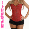 Red Bronze Sequin Burlesque Corset