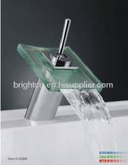 LED glass waterfall faucet