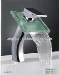 LED glass waterfall faucet