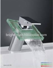 LED glass waterfall faucet