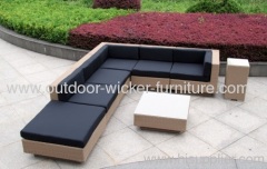 Outdoor wicker sofa set with waterproof cushions