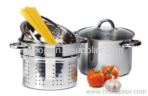 8 QT pasta pot with glass lid stainless steel pasta pot