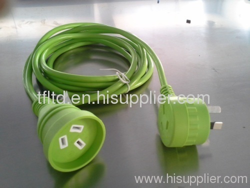 Australian green extension cords with piggyback plug